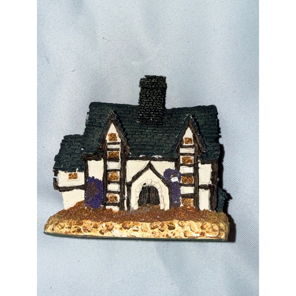 Miniature Tudor Cottage Figurine Resin Stone Chimney Fairy Garden Decor 3 inch